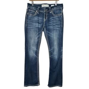 BKE Payton Tall Long Bootcut Denim Jeans  Blue Embellished Pockets 34 x  31